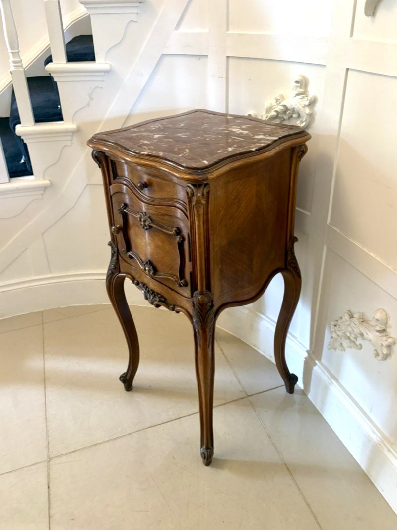 Antique Victorian Quality Carved Walnut French Bedside Cabinet - Image 4